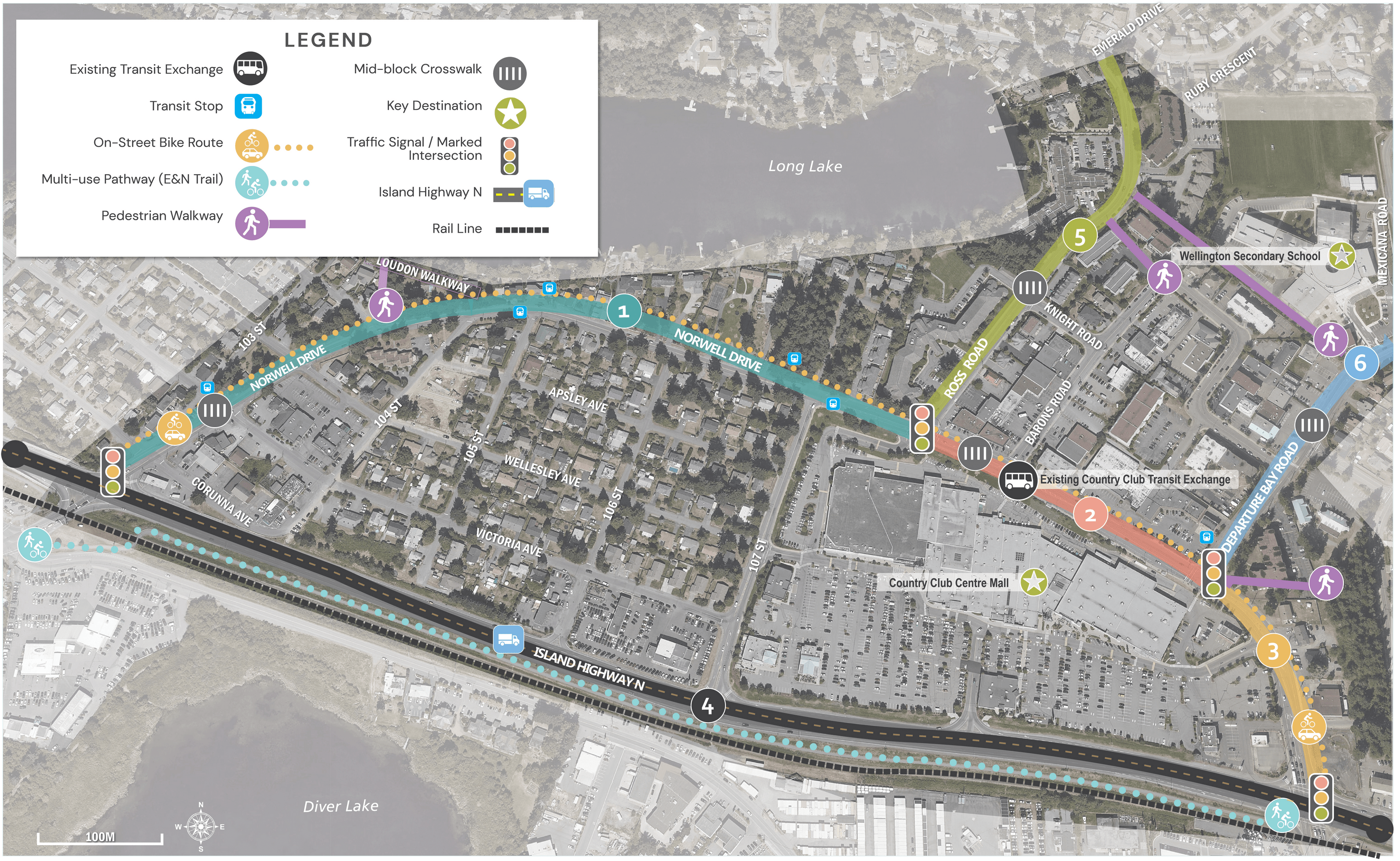 Map of the Country Club Urban Centre Mobility Upgrades project area. (City of Nanaimo)