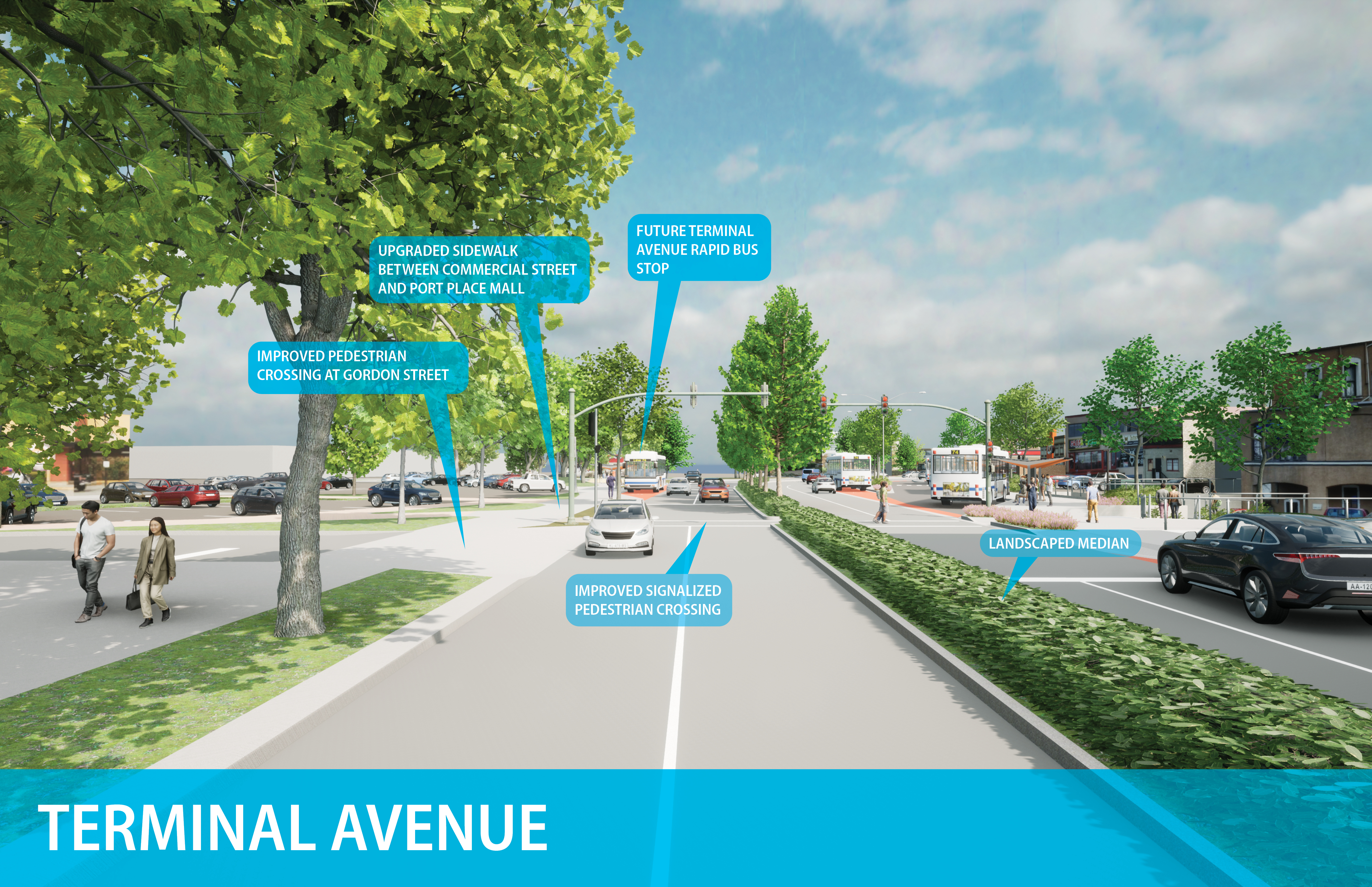 Rendering Of Terminal Avenue After Construction Concludes Later This Year (City Of Nanaimo)