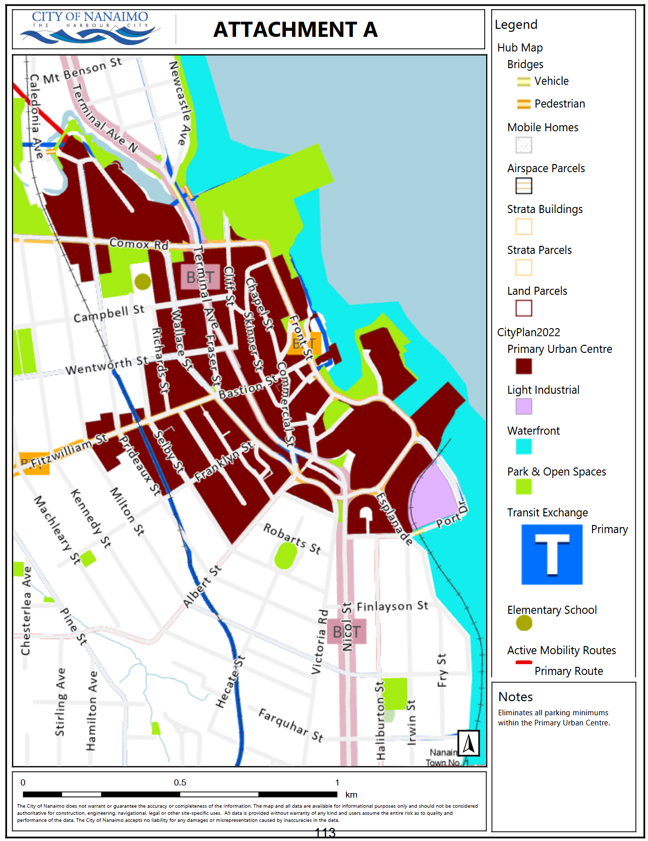 Map of the planned future downtown parking-free area. (City of Nanaimo)